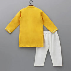 Sunshine Yellow Embroidered Kurta Set for Boys