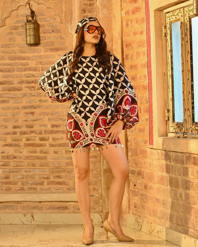 Ziva Print Luxe Kaftan with Bandana