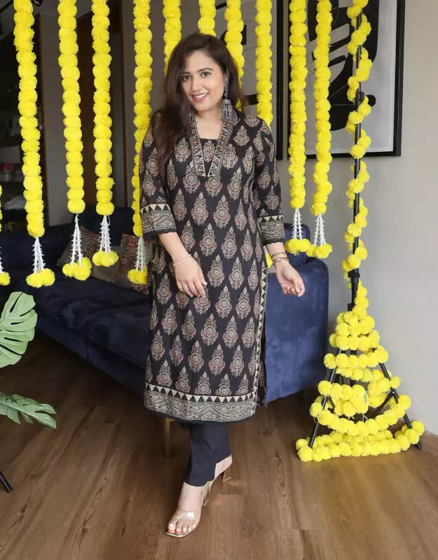 Ajrakh print cotton suit