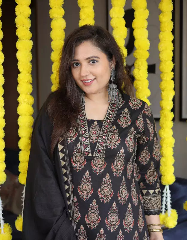 Hand block printed suit