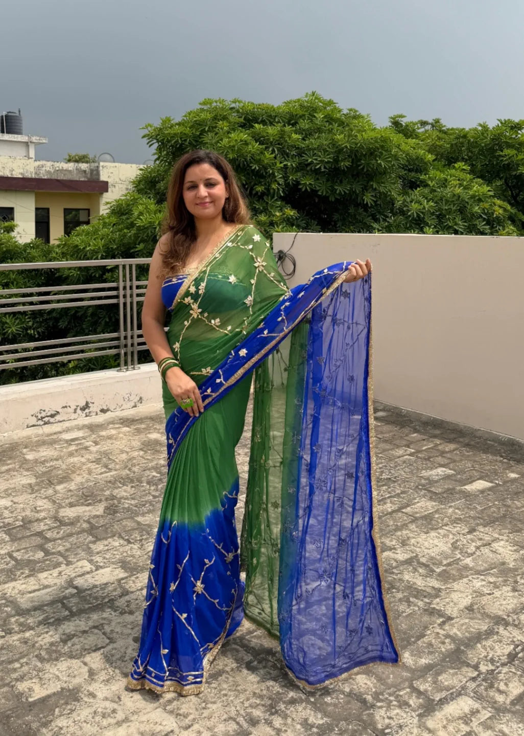 Bandhej Kaccha Gotta Chiffon Saree