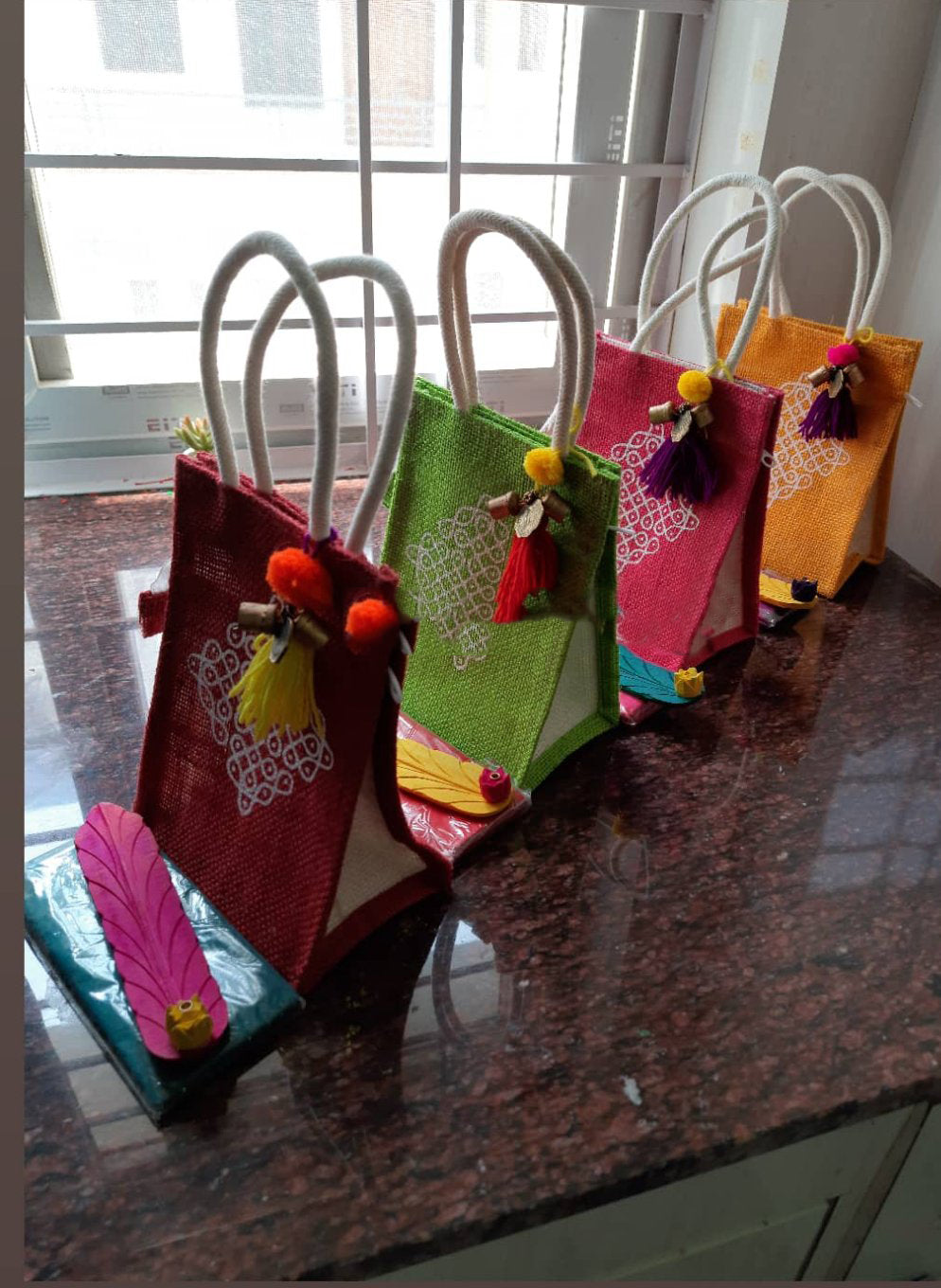 Kolam Jute Bag Combo – Agarbatti & Blouse Piece