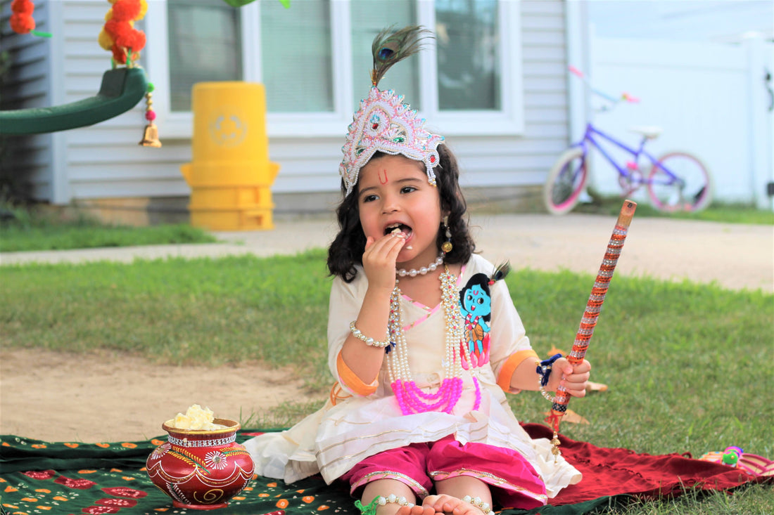 Krishna Embroidered Kurta Dhoti for Kids