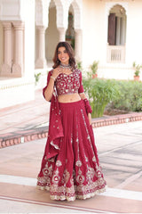 Vichitra Silk Sequins Embroidered Lehenga Choli