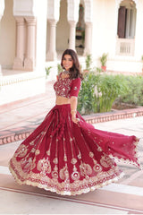 Vichitra Silk Sequins Embroidered Lehenga Choli