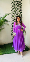 Lavender linen midi dress