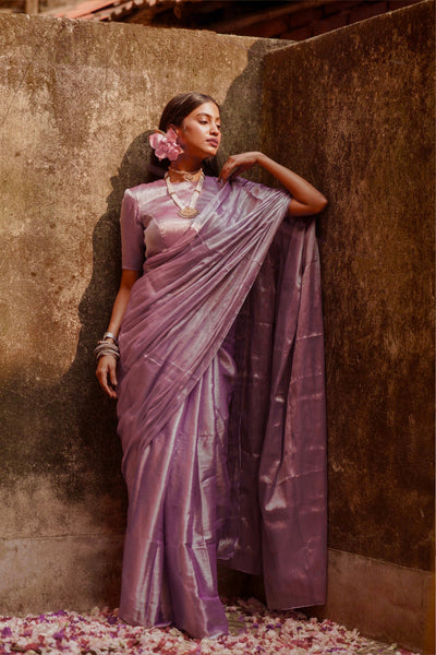 Lavender Handloom Tissue Saree