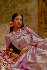 Lavender Handloom Tissue Saree