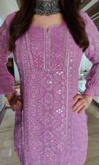 Lucknowi Embroidery Georgette Kurta
