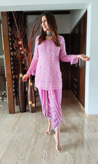 Lavender Pink Purple Chikan Kurta Set