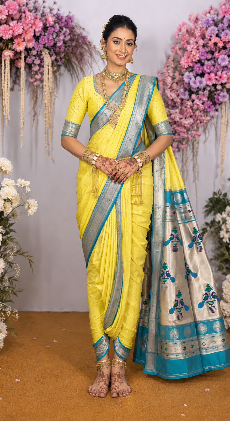 Sindoori Red 9 Yard Soft Silk Paithani Saree with Kalash Peacock Pallu