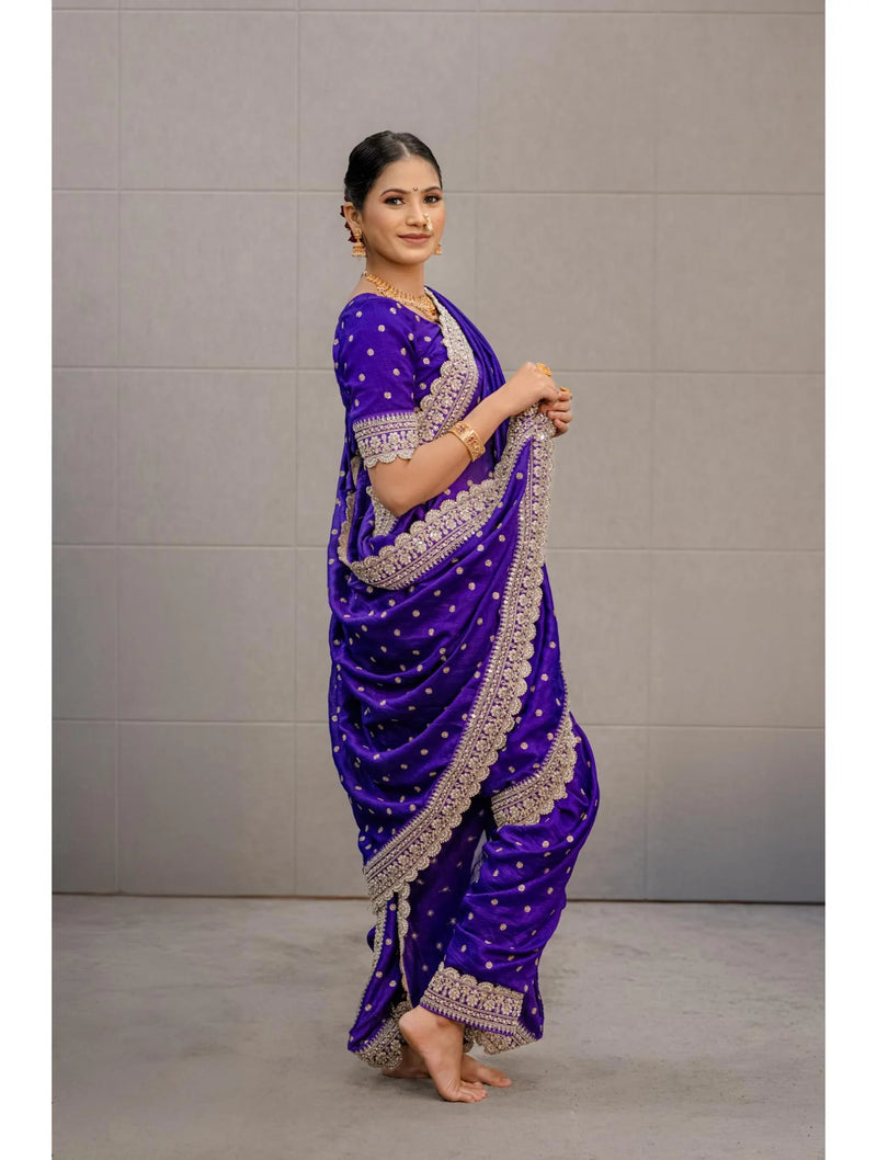 Sunsud Culture Violet Nauvari Saree