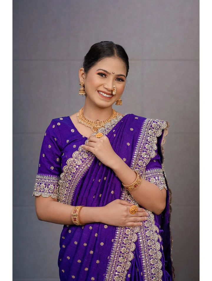 Sunsud Culture Violet Nauvari Saree