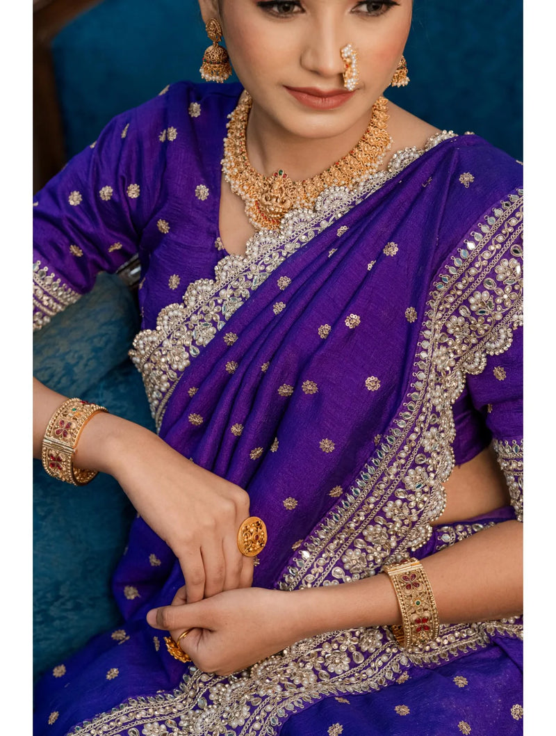 Sunsud Culture Violet Nauvari Saree