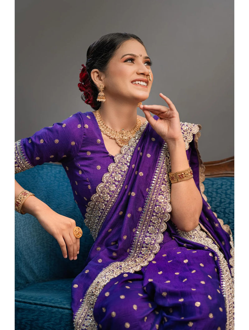 Sunsud Culture Violet Nauvari Saree