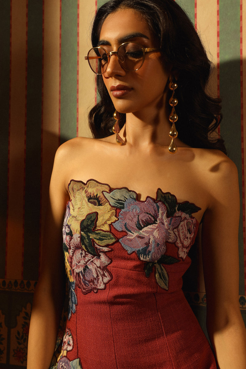 Lielah Strapless Tailored Jumpsuit - Rust