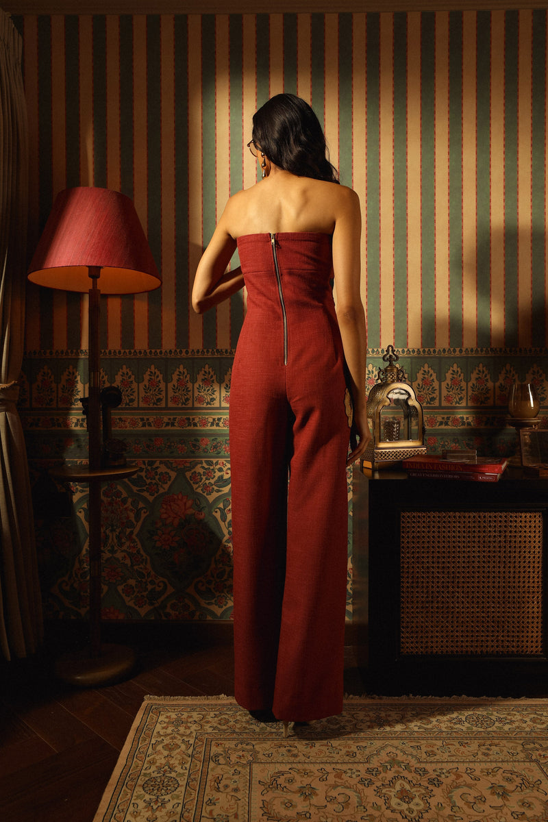 Lielah Strapless Tailored Jumpsuit - Rust