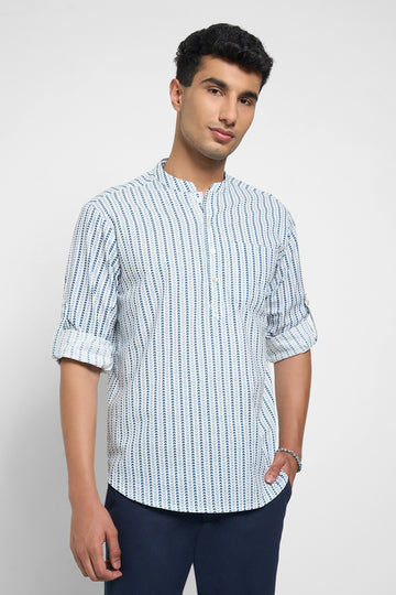 Light Blue Printed Kurta Men