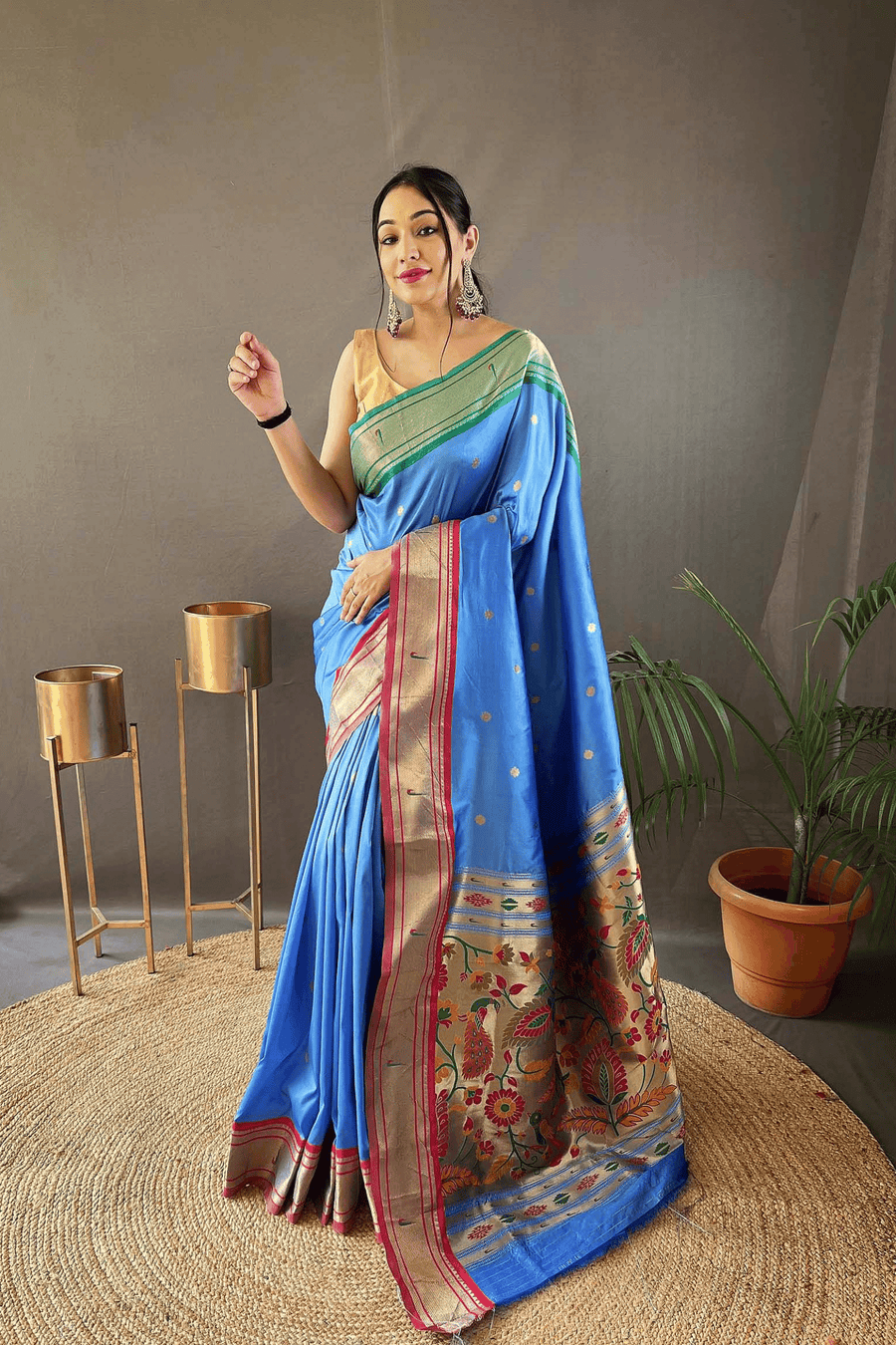 Light Blue Ready to Wear Kamal Paithani Saree