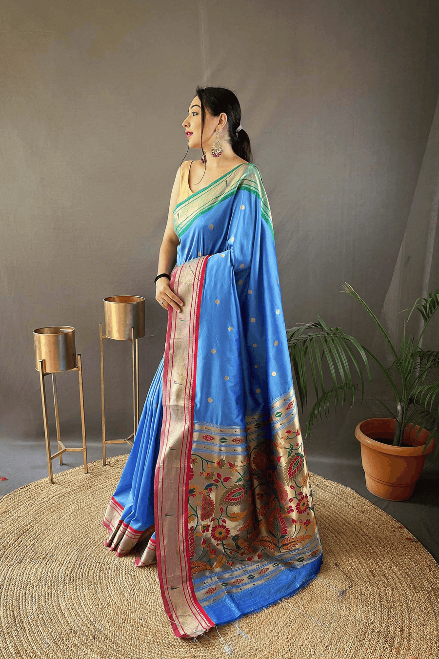 Light Blue Ready to Wear Kamal Paithani Saree