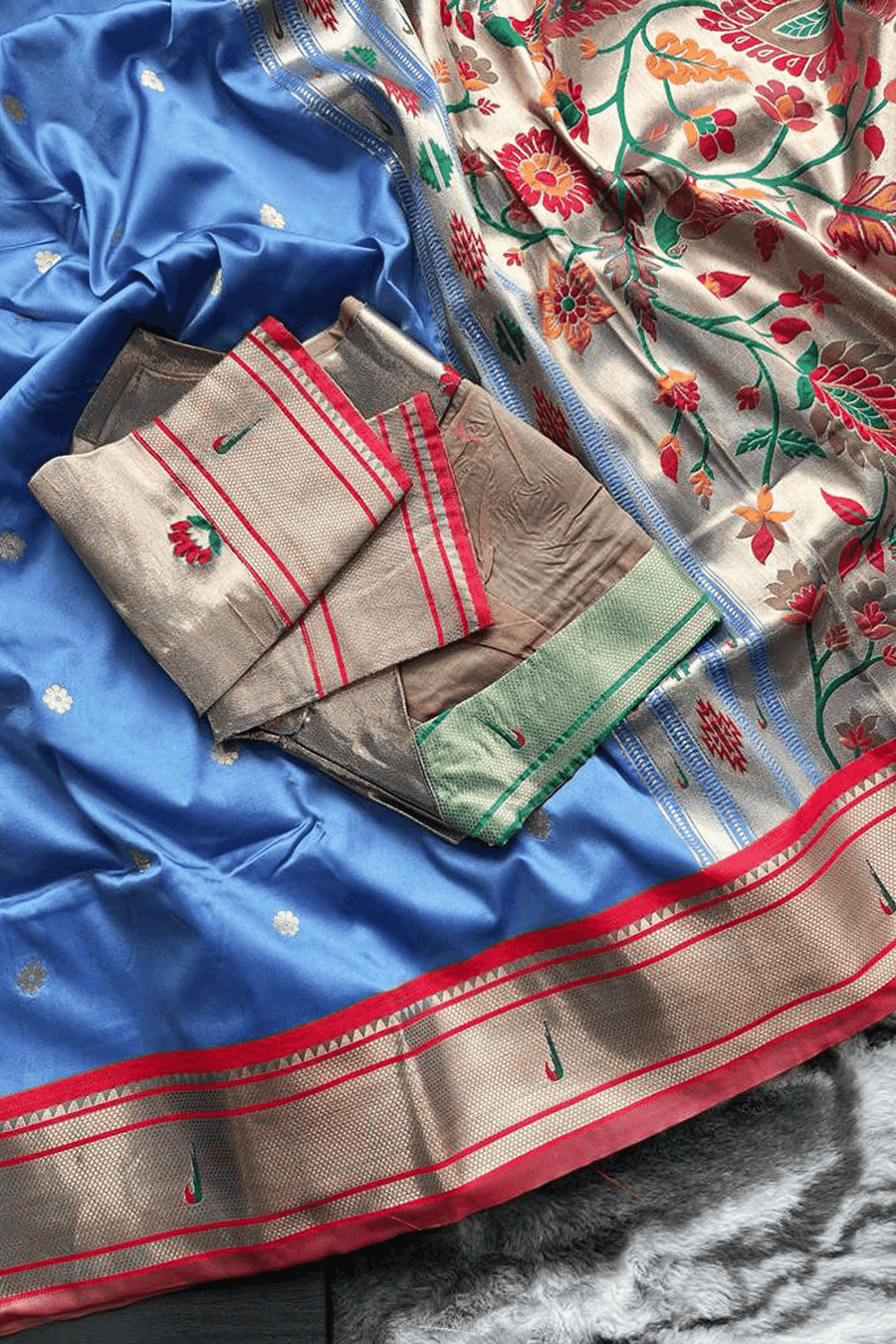 Light Blue Ready to Wear Kamal Paithani Saree