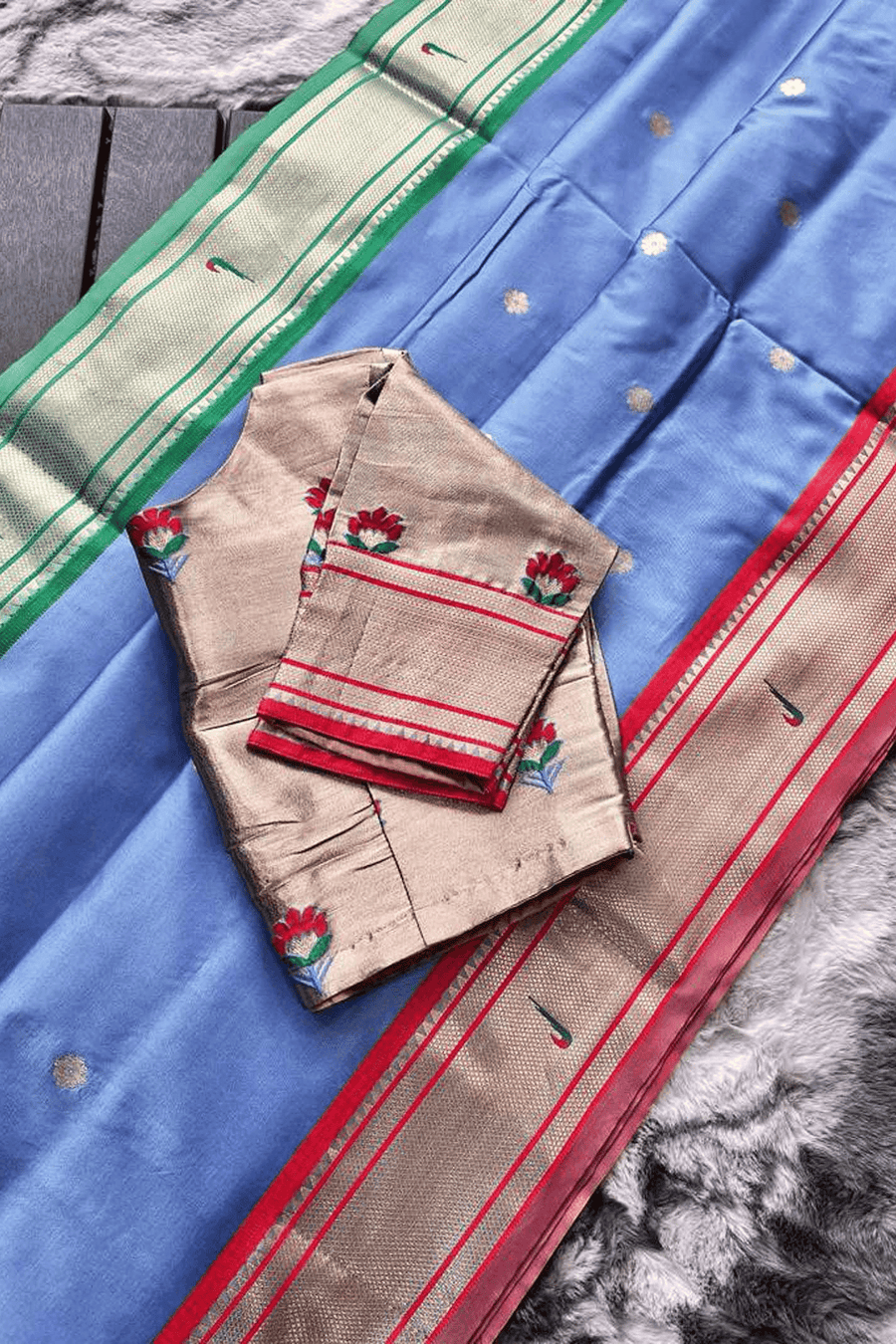 Light Blue Ready to Wear Kamal Paithani Saree