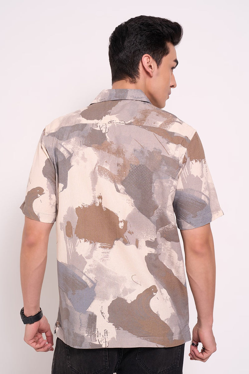 light grey polyester relaxed shirt