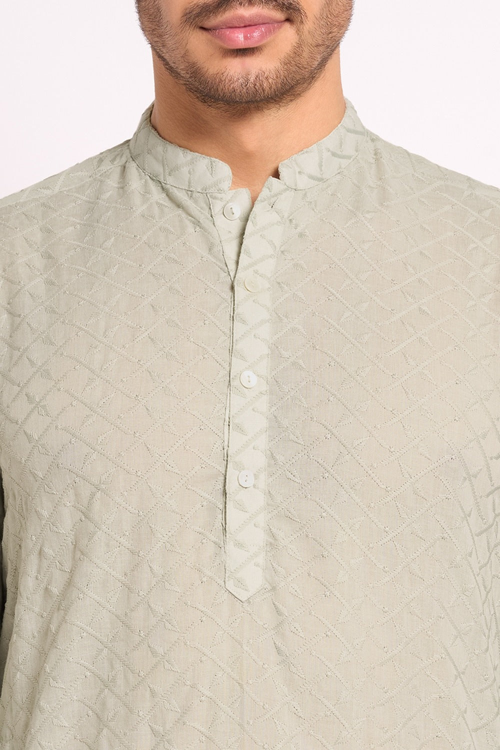 Embroidered cotton kurta men