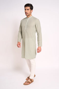 Light olive kurta for men