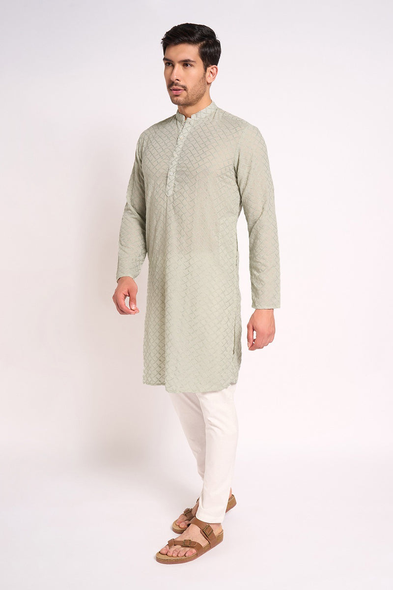 Light olive kurta for men