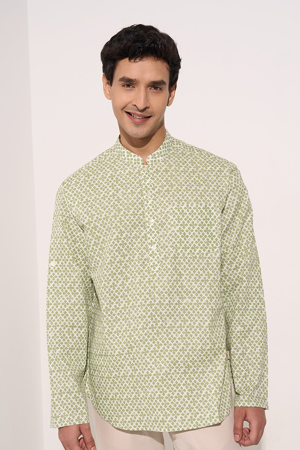 Casual kurta with mandarin collar