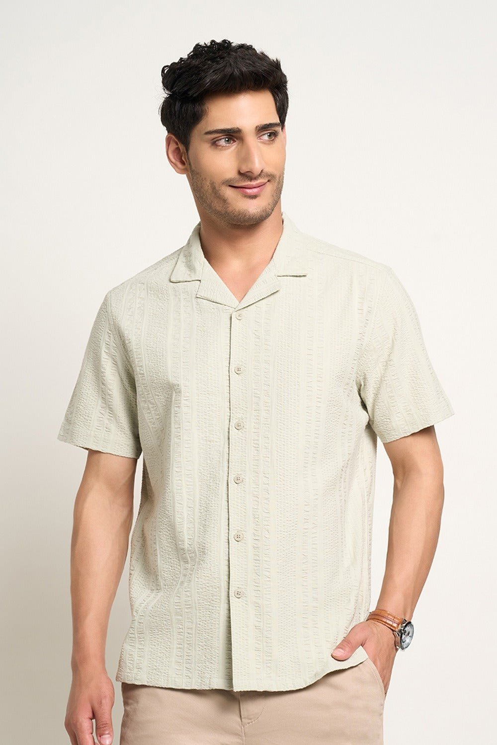 Men’s light olive casual shirt