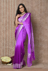 Lilac-Handloom Khaddi Georgette Saree With Sleek Border
