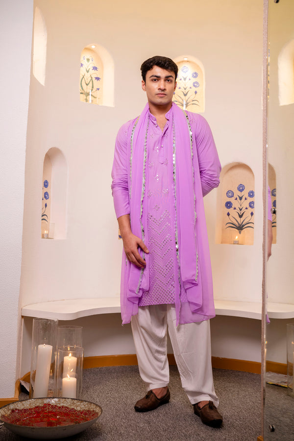 Chikan embroidery kurta for men