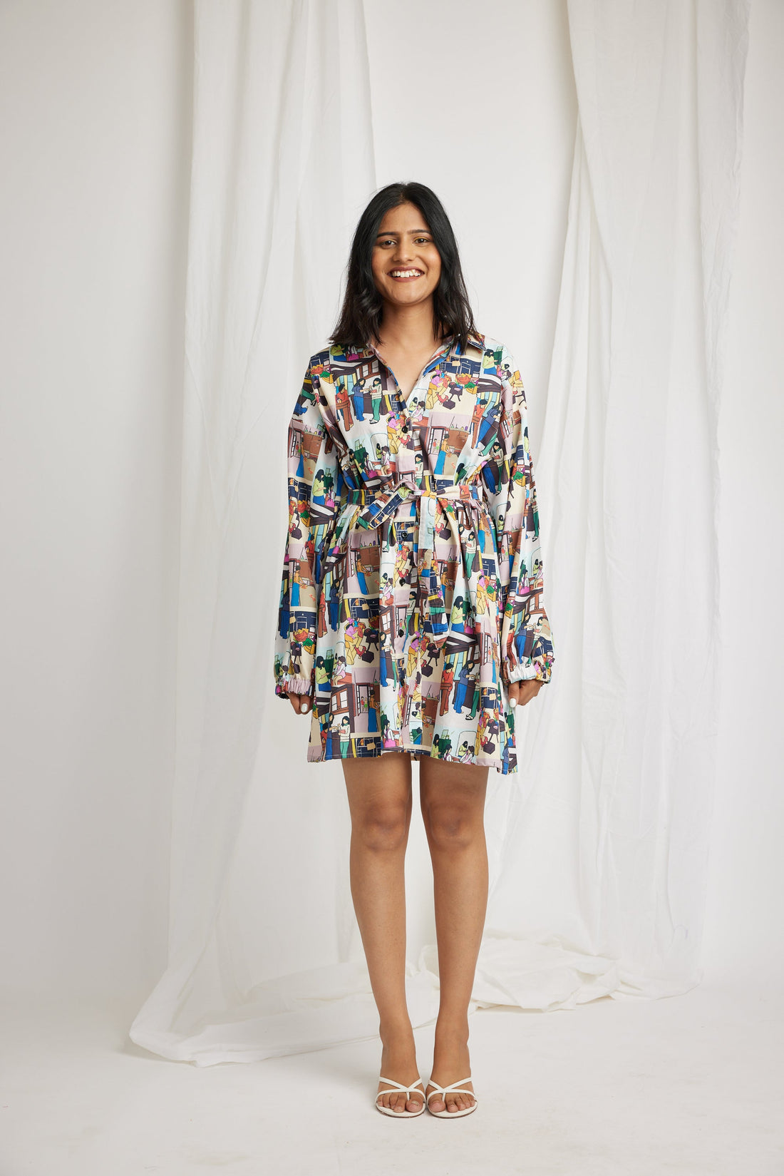 hand-drawn print dress
