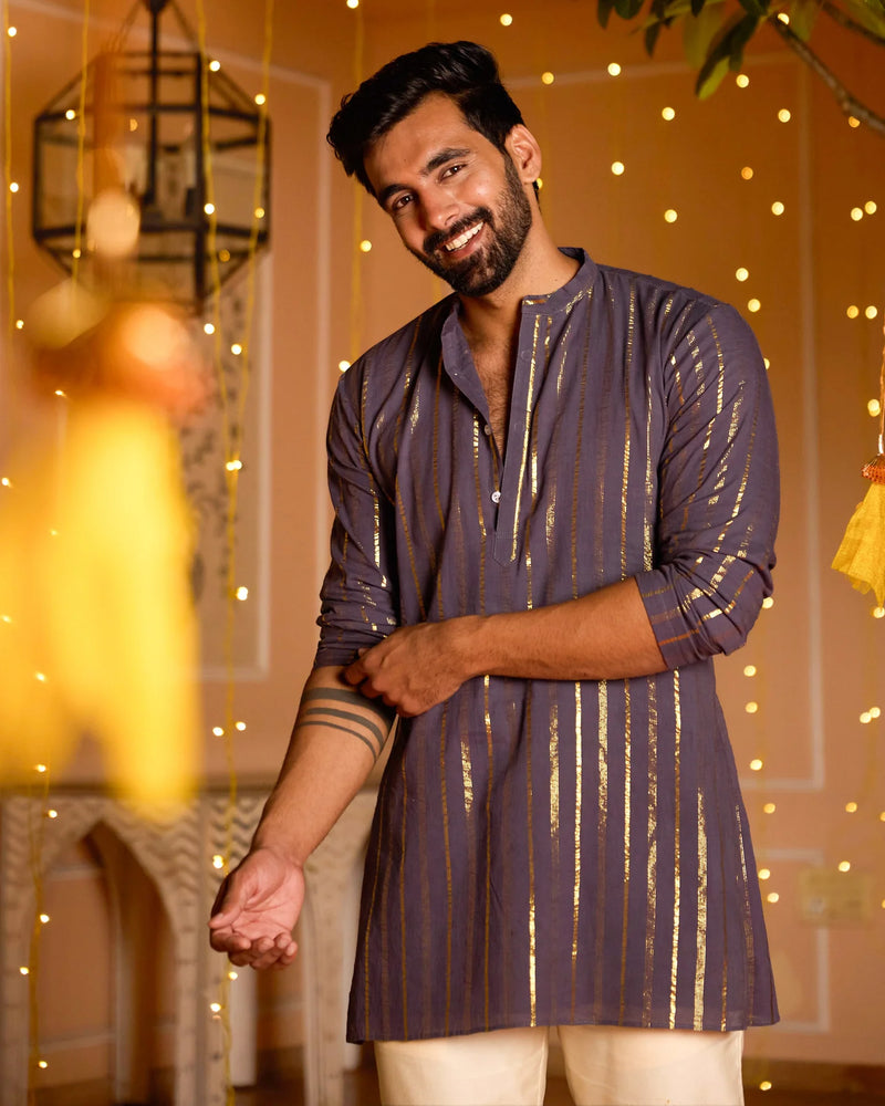 Lurex Purple Knitted Kurta