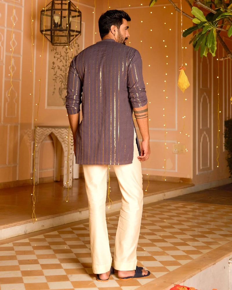 Lurex Purple Knitted Kurta