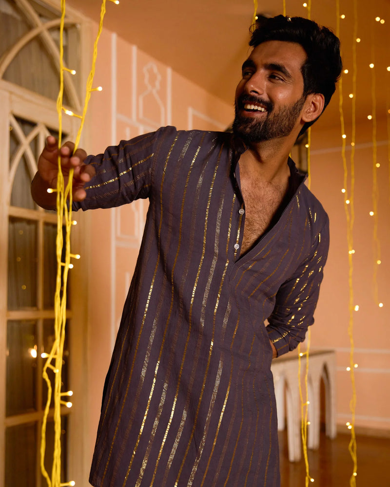 Lurex Purple Knitted Kurta