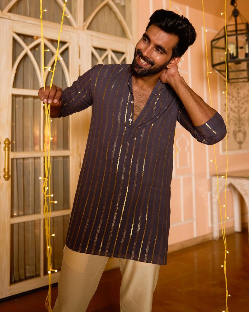 Lurex Purple Knitted Kurta