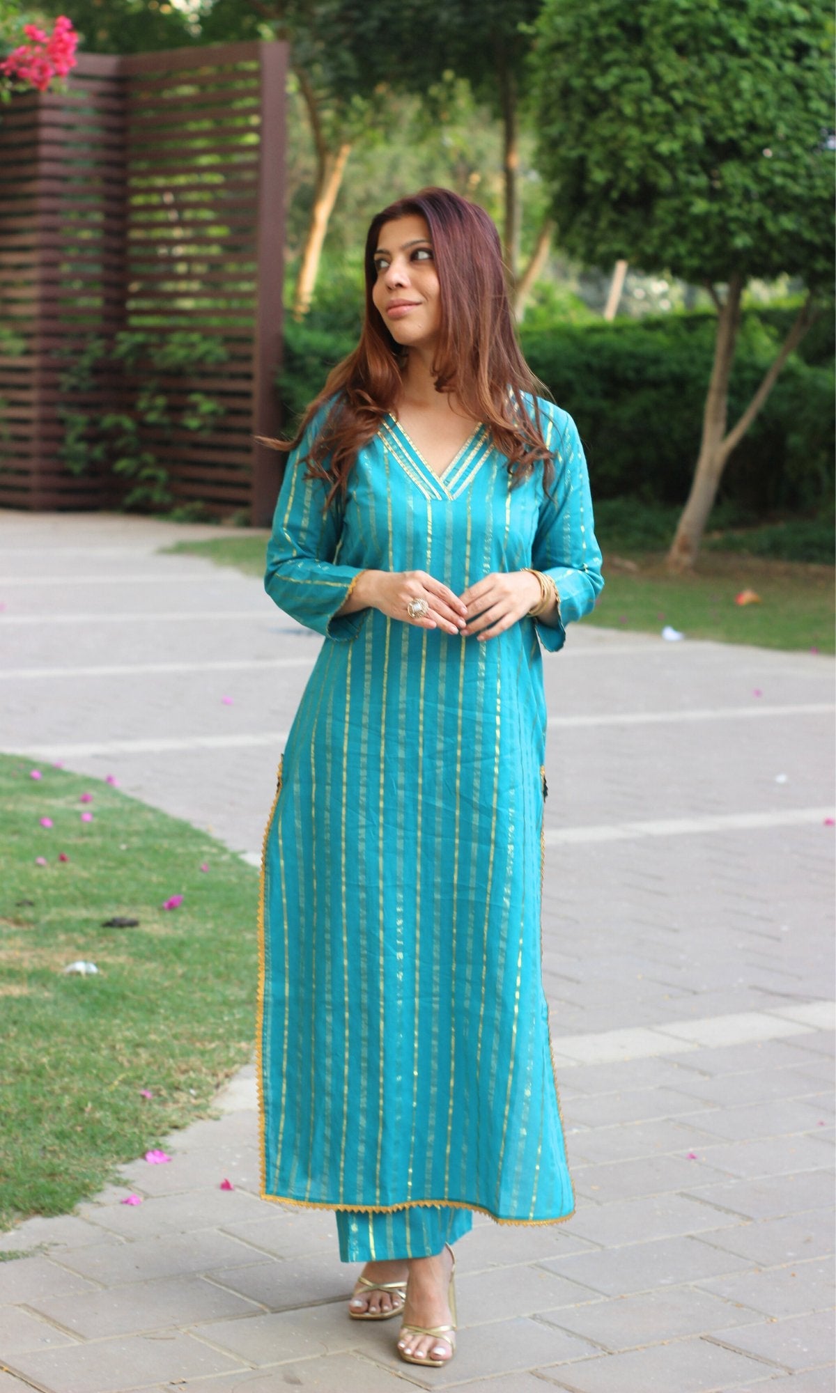 Cotton lurex kurta set