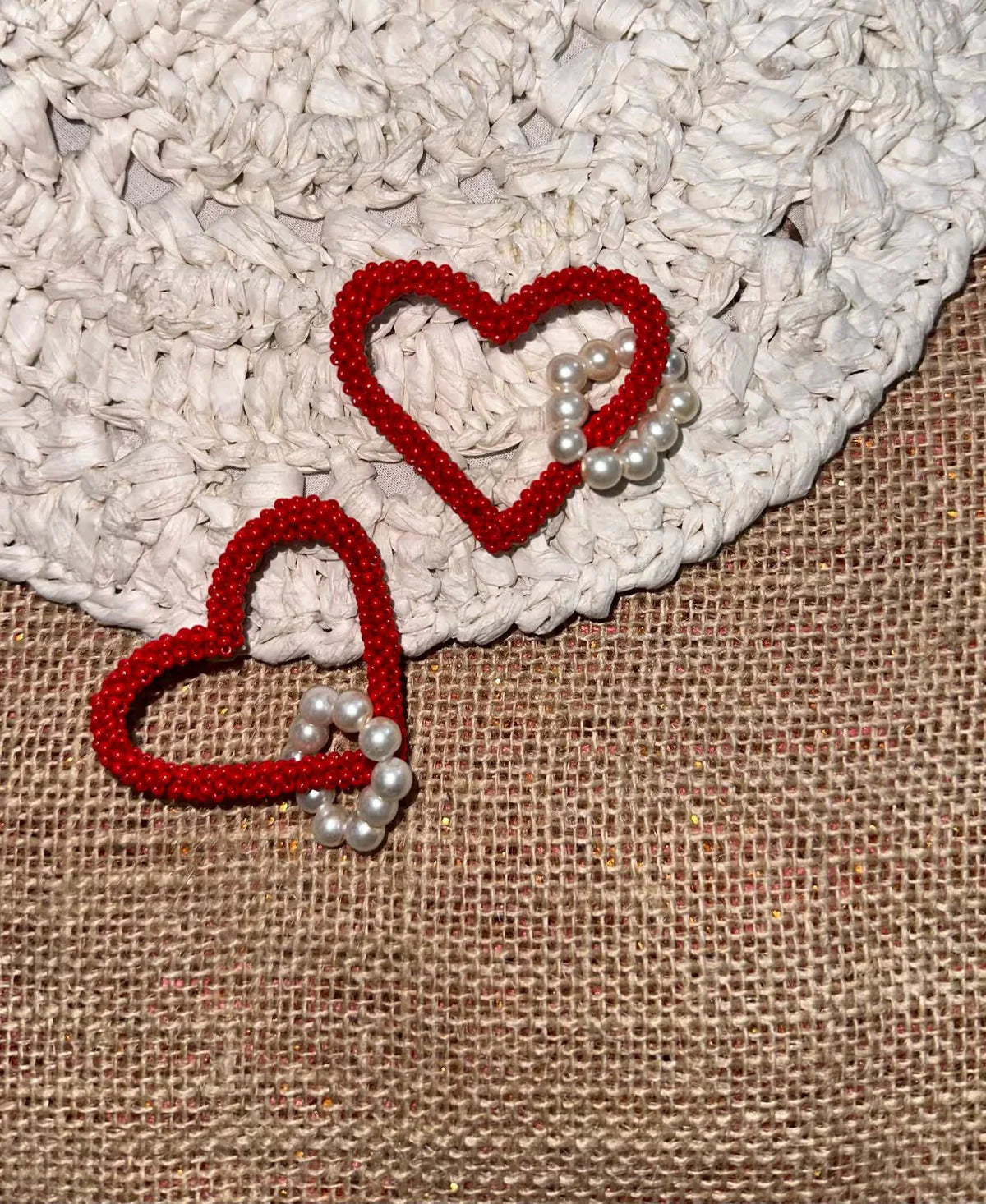Vibrant Red Heart Bead Earrings