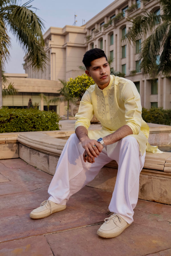 Embroidered neck kurta