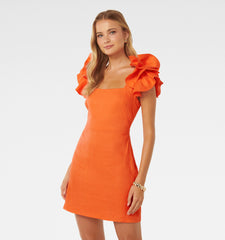 square neck linen dress