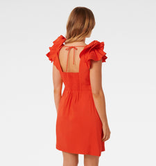petite linen blend dress