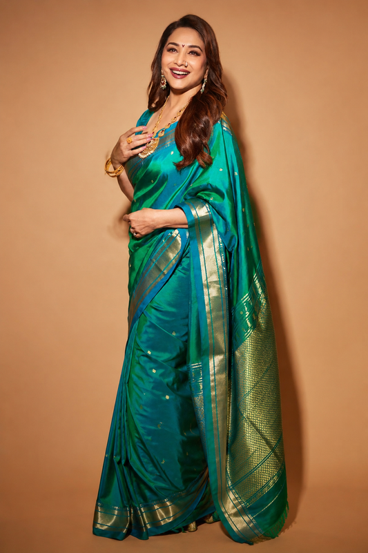 Kalanjali  Semi Silk Paithani Saree with Golden Zari Border