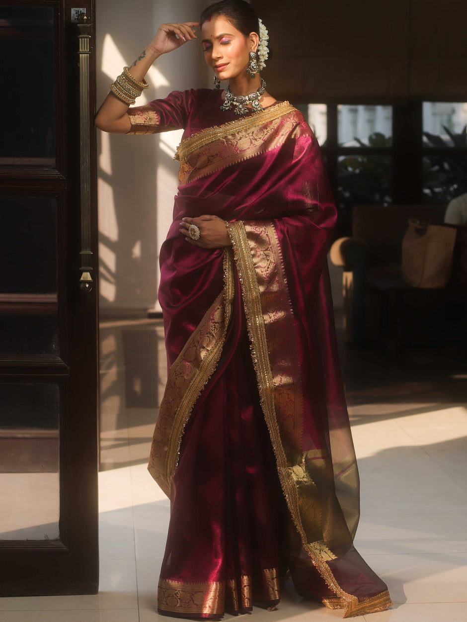 Zari lace saree