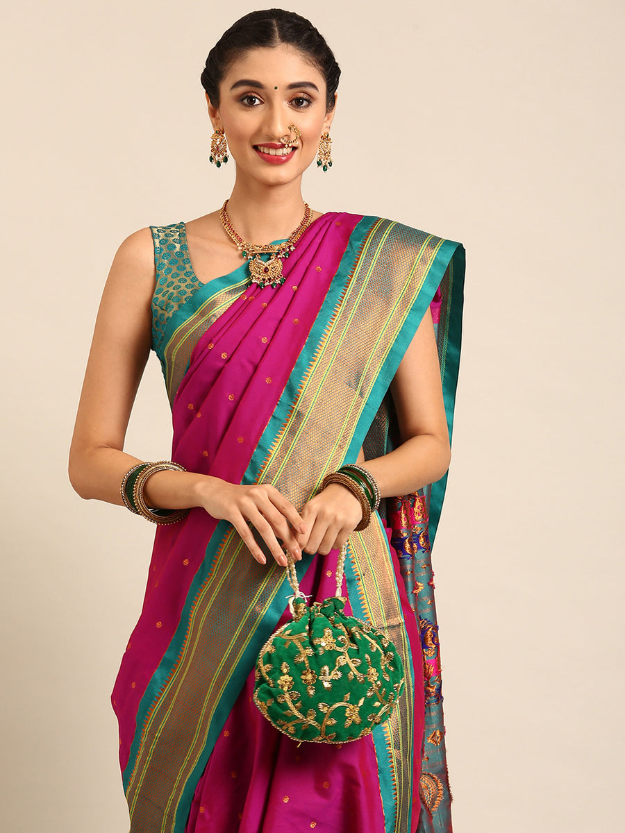 Magenta Paithani saree