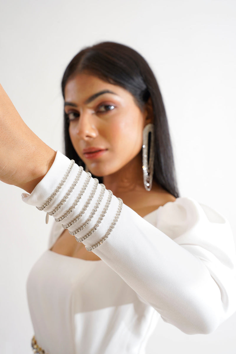 white cutout waist dress