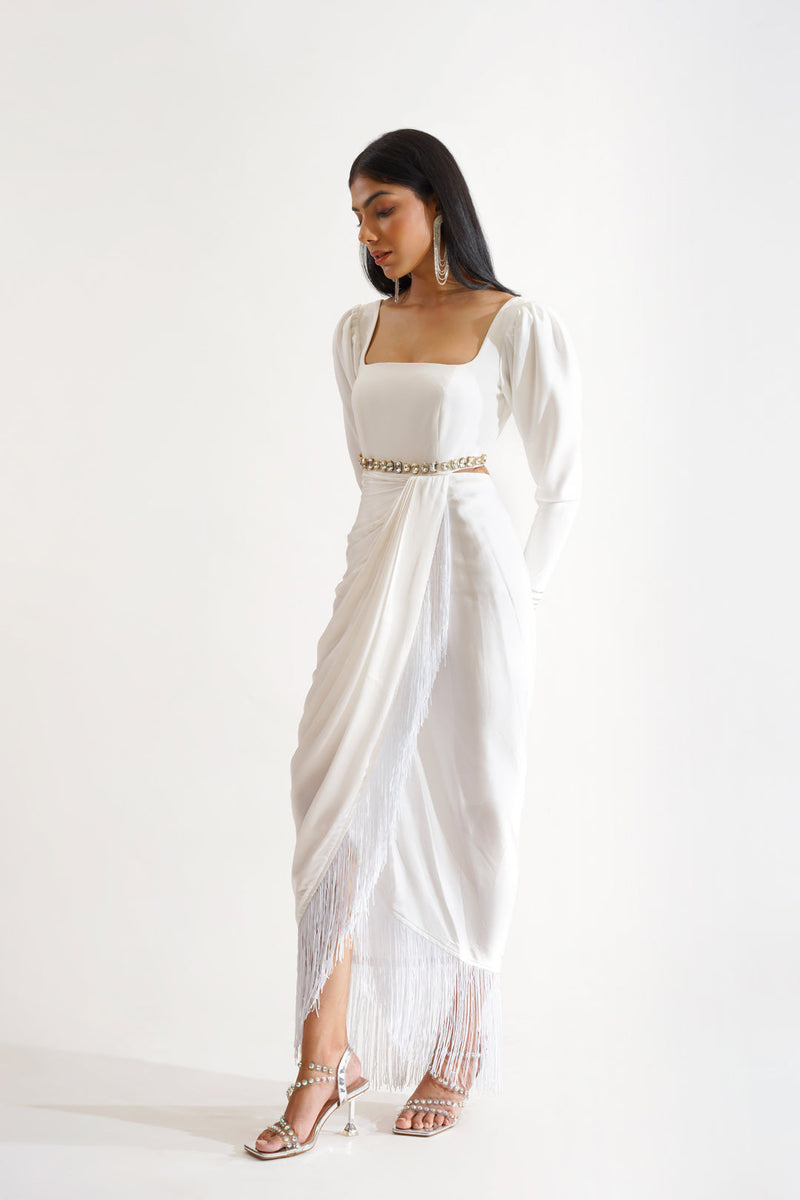 partywear white dress