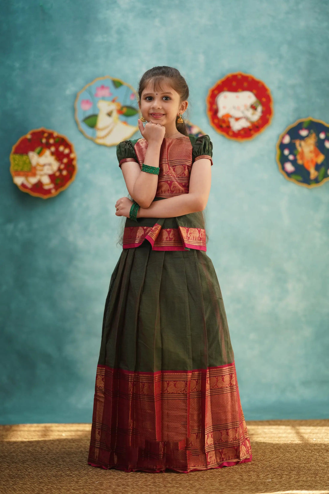 maroon zari border pavadai